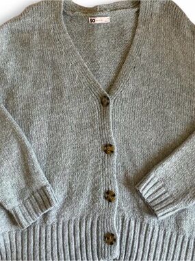 SO Women's V-Neck Button Cardigan Sweater - Heather Gray